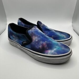 Vans Classic Slip On Shoes Galaxy Print Blue Purple Pink Womens Size 8 Mens 6.5